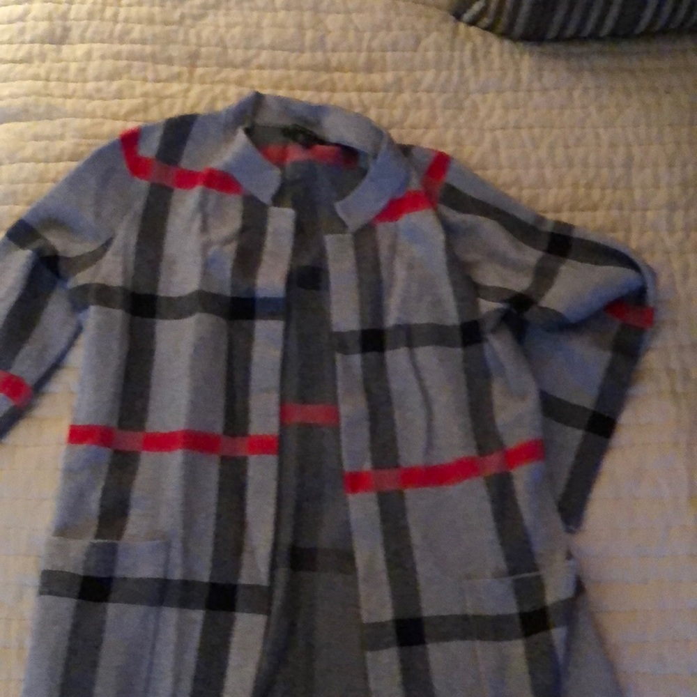 Longline plaid cardigan
